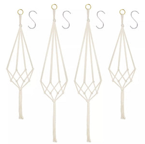 4 x Macrame Plant Hangers Hanging Pot Holders with Hooks