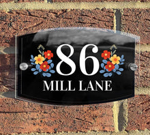 Load image into Gallery viewer, Personalised Floral Anthracite House Sign Plaque