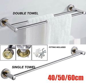 40/50/60cm Single Double Towel Rail Rack Holder Wall Mounted