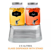 Load image into Gallery viewer, 2 x 4 Litre Glass Beverage Drinks Dispenser Jug Jar