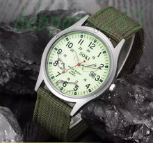 Load image into Gallery viewer, Military Army Mens Date Canvas Strap Quartz Wrist Watch