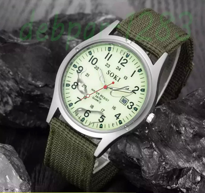 Military Army Mens Date Canvas Strap Quartz Wrist Watch