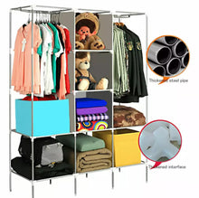 Load image into Gallery viewer, Canvas Wardrobe With Hanging Rail Shelving Fabric Clothes Storage