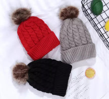 Load image into Gallery viewer, Winter Bobble Pom Pom Beanie Hat Ski Cable Knitted Hat