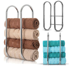Load image into Gallery viewer, Wall Mounted Chrome Towel Holder Bathroom Storage Rack