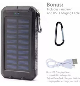 Portable Solar Power Bank Battery Charger 2USB LED Torch