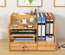 Load image into Gallery viewer, Wooden Office Desk File Cabinet Pen Pencil Storage Holder Organiser w/ Drawer
