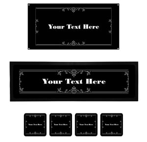 Personalised Home Bar Kit • Runner, Metal Sign, 4 Drinks Coasters Set