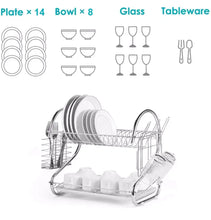 Load image into Gallery viewer, 2 Tier Dish Drainer Rack Holder With Drip Tray