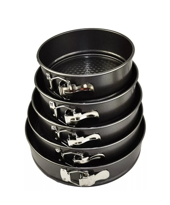 Set of 5 Round Cake Tins Baking Set Non-Stick