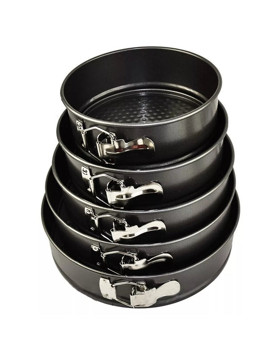 Set of 5 Round Cake Tins Baking Set Non-Stick