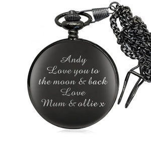 Personalised Pocket Watch "To MY SON" Quartz Watch with Chain