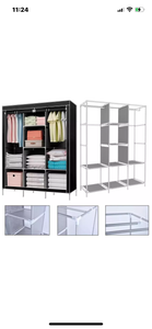 Canvas Covered Wardrobe Metal Frame Portable Storage