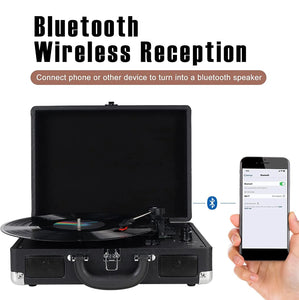 Vinyl Record Player Retro Style Turntable with Built-in Speakers Bluetooth Aux