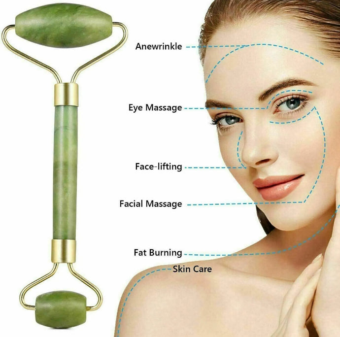 Jade Face Massage Roller Beauty Tool Facial Eye Neck Body Anti Ageing Therapy