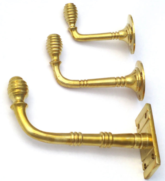 Solid Brass Beehive Coat Hook - Antique Style Robe Towel - 3 Sizes Available