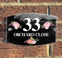 Load image into Gallery viewer, Personalised Floral Anthracite House Sign Plaque