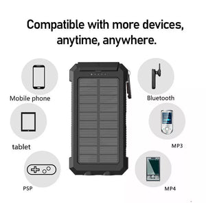 Portable Solar Power Bank Battery Charger 2USB LED Torch