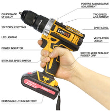 Load image into Gallery viewer, 21V Cordless Drill Combi Screwdriver Set with 2 Batteries