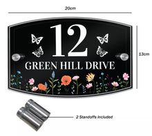 Load image into Gallery viewer, Personalised Floral Anthracite House Sign Plaque