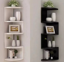 Load image into Gallery viewer, 5 Tier Floating Wall Corner Shelves Black or White