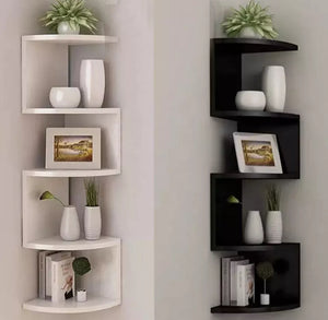 5 Tier Floating Wall Corner Shelves Black or White