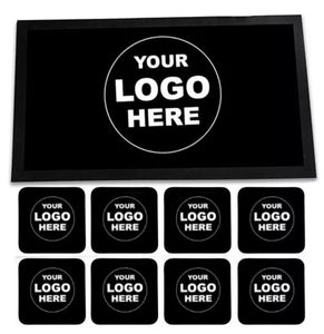 Personalised Bar Runner / Runner & Coasters Set • Your Logo Home Bar