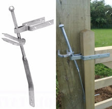 Load image into Gallery viewer, Field Gate Spring Latch Set Galvanised Fastener Lock