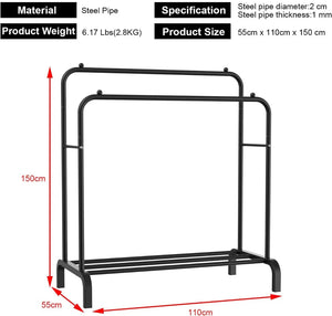 Metal Double Clothes Rail with Shelf