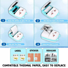 Load image into Gallery viewer, Mini Thermal Label Printer+6 Rolls Thermal Paper Bluetooth Photo Printer