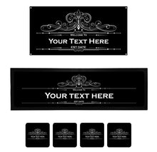 Load image into Gallery viewer, Personalised Home Bar Kit • Runner, Metal Sign, 4 Drinks Coasters Set