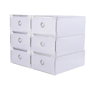 20 x Clear Plastic Shoe Storage Boxes Stackable Foldable Box Organiser