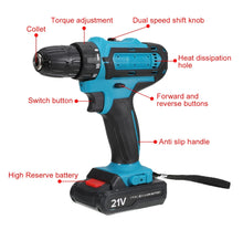 Load image into Gallery viewer, 21V Cordless Drill Combi Screwdriver Set with 2 Batteries