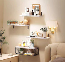 Load image into Gallery viewer, 4+1 Tier Wooden Floating Shelves White / Light Wood