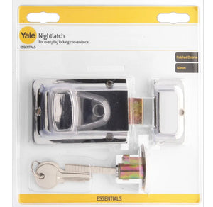 YALE Chrome Deadlock Night Latch Door Lock Catch Cylinder Key Rim 60mm