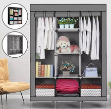 Load image into Gallery viewer, Canvas Covered Wardrobe Metal Frame Portable Storage