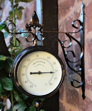 Load image into Gallery viewer, Garden Station Outdoor Wall Clock Thermometer Double Sided