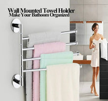 Load image into Gallery viewer, 4 Tier Swivel Towel Rail Chrome Wall Mounted Towel Bars