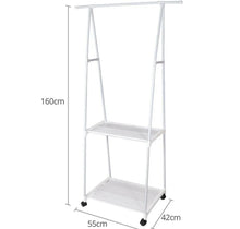 Load image into Gallery viewer, 2 Tier Clothes Rail Rack Garment Hanging With Wheels