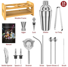 Load image into Gallery viewer, 15 Pieces Cocktail Shaker Set Premium Stainless Bartender Mixing Kit