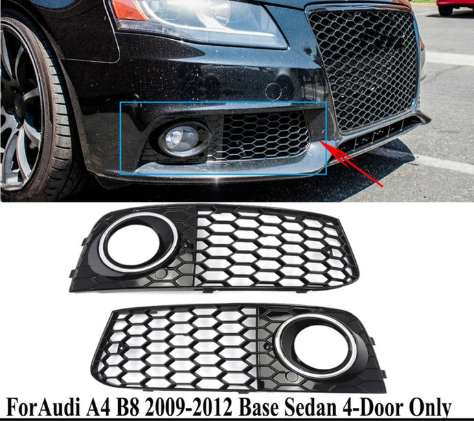 1Pair Honeycomb Mesh Fog Light Lamp Grill Grilles Cover For Audi A4 B8 2009-2012