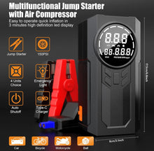 Load image into Gallery viewer, 99800mAh Portable Car Battery Jump Starter Pack + Tyre Inflator