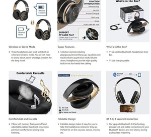 Bluetooth Wireless Headset Headphones + Microphone