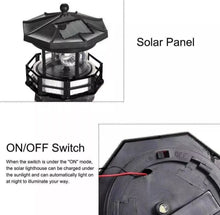 Load image into Gallery viewer, Solar Powered Lighthouse Rotating LED Garden Ornament