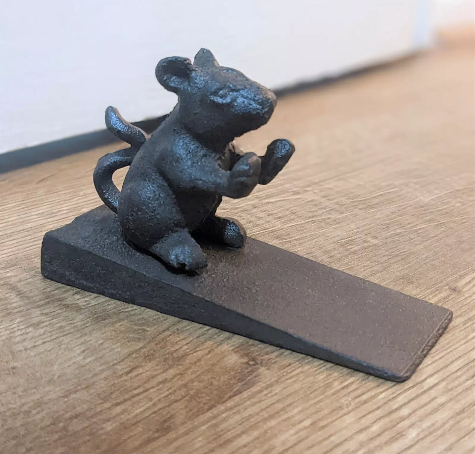 Mouse Cast Iron Metal Doorstopper Heavy Door Wedge