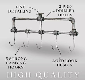 Vintage Style Industrial Wall Mounted Coat Hooks Rack Pegs Towel Rail Bathroom