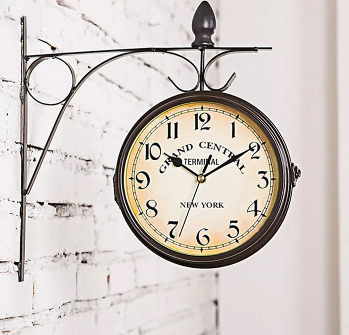 Double Sided Outdoor Compact Garden Station Wall Clock