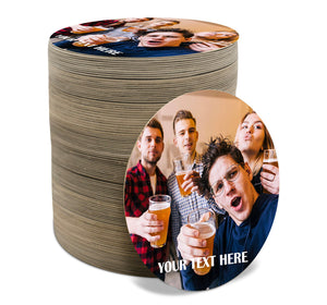 Personalised Beer Mats Photo Coasters - Packs of 48 or 96 - Add Photo & Text