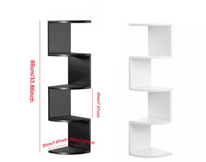 5 Tier Floating Wall Corner Shelves Black or White