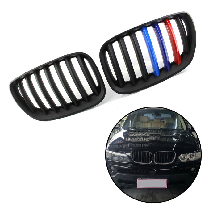 Matte Black M-colour Front Kidney Grill Grille for BMW X5 E53 LCI Facelift 2004-2006 X5